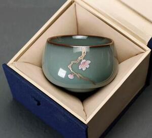 新品 　茶器　茶道具　工夫茶器　お茶を飲む　　湯飲み　梅花　絵付き　セラミック湯飲み　画像色　A　