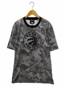 ヒューゴボス HUGO BOSS NBA コラボ クルーネック 迷彩 カモフラ柄 半袖 コットンジャージー Tシャツ カットソー XXL メンズ