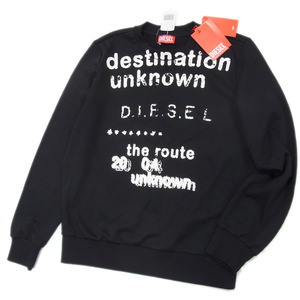 新品 定価2万円以上●DIESEL ディーゼル スウェット トレーナー プルオーバー 長袖 メンズ Sサイズ ブラック ペンキ ペイント 落書き