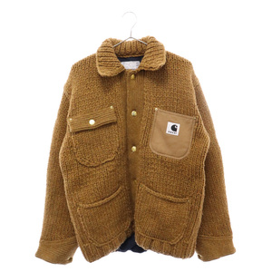 Sacai サカイ×Carhartt WIP Knit Jacket Michigan カーハート ニットミシガンジャケット ベージュ 23-03111M