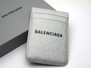 1000円スタート カードケース BALENCIAGA バレンシアガ シルバー 約6.4×9.5cm パスケース/ブランド/ファッション小物 WHO L60065