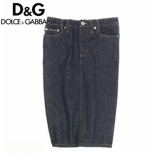 ◆D&G ドルチェ＆ガッバーナ デニム×リブニット 切替 ドッキング スカート インディゴ×グレー 26/40