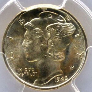 1945年 S アメリカ 10C銀貨 PCGS MS65 Micro S Certified[FS062809]