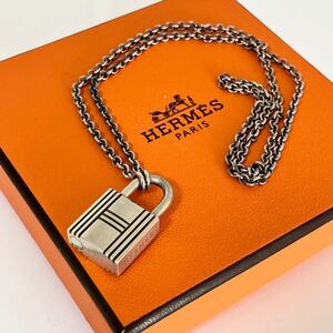 HERMES シルバー sv925 ロック型 カデナ ペンダント ネックレス☆