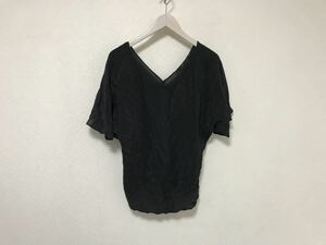 本物ザラZARAシルクブラウスドレス半袖TシャツレディースアメカジサーフミリタリービジネススーツM黒ブラックスペイン製