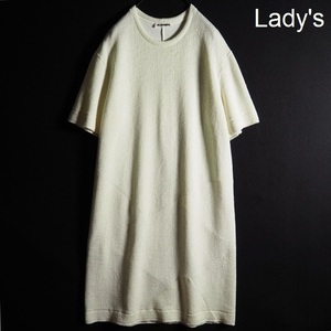 x4439P　▼JIL SANDER ジルサンダー▼　19SS リネンポリエステル パイルニットワンピース 半袖 ワイト 38 オーバーサイズ 白 春夏 rb mks