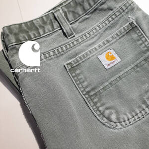 W84cm / Carhartt カーハート ワークパンツ ペインターパンツ ダック地 セージ グリーン グレー フェード 古着 中古 メンズ レディース