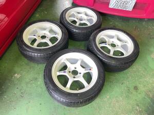 DEEPSRACING★SSRスピードスター タイプC 15インチ 7J +42 PCD100 4本セット タイヤ付き195/50R15★検)EF8 EF9 EG6 EK4 B16A シビック