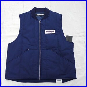 ★未使用 NEIGHBORHOOD/ネイバーフッド PADDED WORK VEST 中綿ベスト メンズL/ネイビー/23SS/タグ付き&1947000399