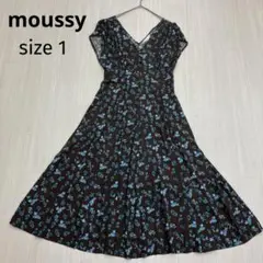 ◆ moussy マウジー 花柄 フレア ワンピース フレンチスリーブ 1