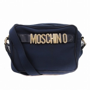 モスキーノ MOSCHINO ポシェット ショルダーバッグ ナイロン ゴールド金具 ロゴ 青 ブルー /FT ■ECS レディース