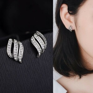 ★ オシャレ キラキラ ピアス ☆ ジュエリーイヤーカフ 耳飾り イヤリング レディース 可愛い アクセサリー 両耳用 銀 a2