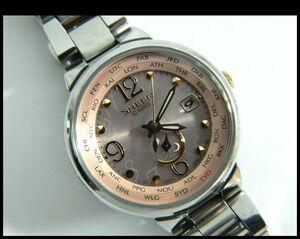 動作品 CASIO SHEEN ソーラー電波 レディース 腕時計 SHW-1507 3針 デイト ピンク シルバー SS 女性用時計 カシオ シーン 5319 中古 USED品