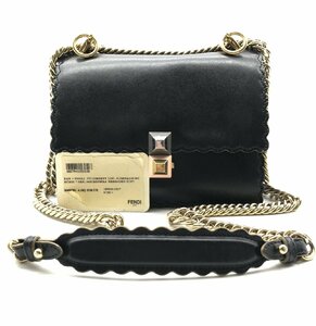 良品 FENDI フェンディ 2WAY ミニ キャナイ レザー チェーン ショルダー バッグ a2513