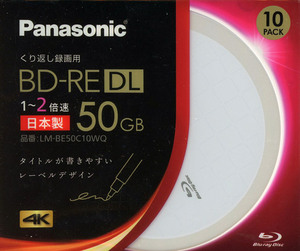 Panasonic ブルーレイディスク LM-BE50C10WQ BD-RE DL 2倍速 10枚組 ホワイト [管理:1000014308]