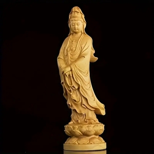 幸せを呼ぶ彫刻蓮華崇拝菩薩・無垢材崇拝仏像