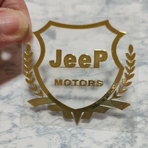 Jeep 金メッキ調 エンブレムステッカー■クライスラー・ジープ ラングラー アンリミテッド グランドチェロキー コンパス レネゲード