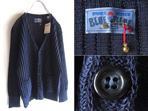 新品タグ付 BLUE BLUE JAPAN ブルーブルー 立体編み コットンニットカーディガン 2/M インディゴ 男女着用可 ハリウッドランチマーケット