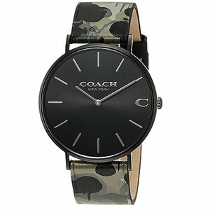 コーチ COACH メンズ 腕時計 CHARLES 41mm ブラック/カモフラージュ レザー 14602573 #287711 箱無しメール便OK