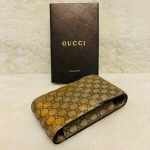 ☆ GUCCI ☆ グッチ シガレットケース GG柄 本革 レザー ゴールド