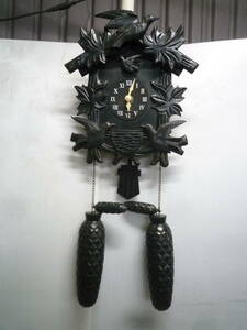 【6-7-11-5Ta】　鳩時計　クォーツ　掛け時計　ハト時計　黒色　木製　