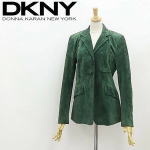 ◆DKNY ダナキャラン スエード レザー 3釦 ジャケット 緑 グリーン 2