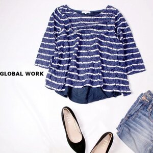 ☆☆ 美品 GLOBAL WORK グローバルワーク ☆☆ 可愛いとろみ切り替え コットン レースカットソー M 春 夏 22B04