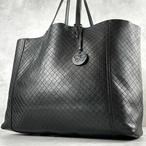 極美品 希少 ボッテガヴェネタ BOTTEGA VENETA メンズ ビジネス トートバッグ イントレッチオ ミラージュ レザー ブラック 黒 肩掛け 