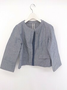 ◇ BEAMS LIGHTS ビームス ライツ 長袖 ノーカラー ジャケット サイズ36 ネイビー レディース