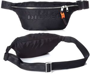 未使用に近いDIESEL ディーゼルウエストポーチ ボディーバッグブラック×オレンジアクセントスライダーストラップ　ブラックDSL1978