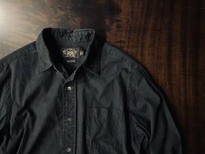 RRL ダブルアールエル Black Cotton Twill Work Shirt コットンツイル ワークシャツ 漆黒 ブラック S