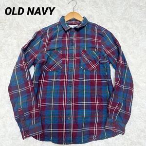 568【オールドネイビー】/OLD NAVY/シャツ/長袖/M/チェック/レディース/ロング/古着/服/女性