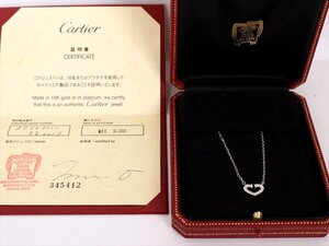 美品☆Cartier【カルティエ】750 k18 WG Cハートネックレス ダイヤ☆約4.9g☆ホワイトゴールド☆ロゴ☆ケース付☆保証書