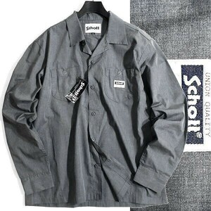 Schott ショット 高耐久TC素材 ボックスシルエット オープンカラー 開襟 長袖 ワークシャツ シャツジャケット 3115070 14 M▲022▼bus399us