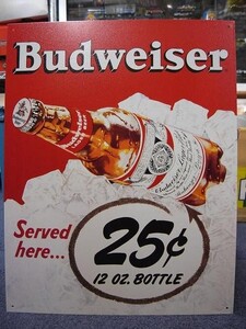 ブリキ看板 Budweiser - 25 Cent 981 ティンサインプレート ティンサインボード アメリカ雑貨 アメリカン雑貨