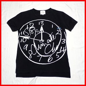 ★Vivienne Westwood/ヴィヴィアンウエストウッド 半袖Tシャツ Ⅲ/メンズXS相当/ブラック/時計柄/ロゴ刺繍/コットン100％&2047900011