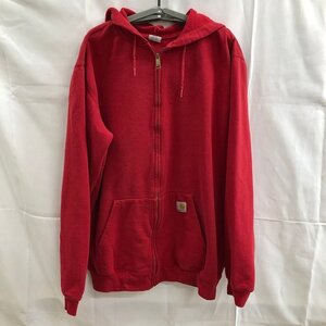 K26 カーハート　L TALL アメリカ古着 裏起毛　フルジップ　スウェット　パーカー　レッド　Carhartt メンズ