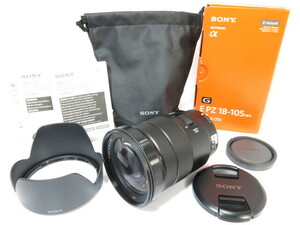 SONY E PZ 18-105ｍｍ F4 G OSS SELP18105G レンズ ALC-SH128 純正フード 純正ポーチ 説明書付き ソニー ［管SO4063］