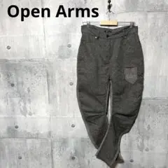 Open Arms メンズ 切替ヘリンボーンサルエルパンツ 2 ブラウン