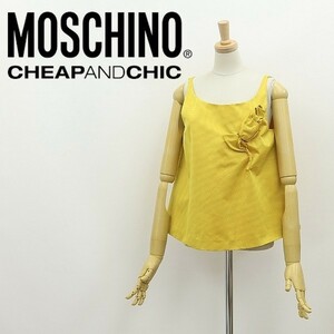 美品◆MOSCHINO CHEAP AND CHIC モスキーノ チープ&シック フラワーモチーフ ノースリーブ トップス イエロー 40