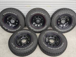 5本セット デイトナブラック 6J (0) PCD139.7 5穴 ジオランダー A/T 215/75R15 オールテレーン ホワイトレター バランス調整済 JB74 シエラ