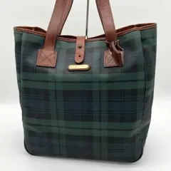 【美品】RalphLauren トートバッグ チェック柄 ヴィンテージ 緑色