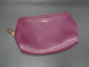 ■美品■ FURLA フルラ レザー ポーチ メイクポーチ 化粧ポーチ マルチケース レディース ボルドー系 DE2609