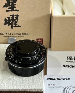 【新品近い】星曜 BRIGHTIN STAR 28mm f2.8 Leica mマウント パンケーキレンズ m5 m6 m9 m10 m11 m240 UVフィルター付き