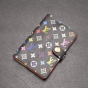 ★【中古】 ルイヴィトン M92652 カルネ ドゥ バル 【LOUIS VUITTON】 アジェンダ ミニ 手帳カバー ノワール モノグラムマルチカラー