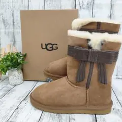 未使用 アグ UGG ジョゼット レザーリボン ムートンブーツ 25cm ファー