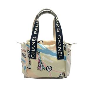 シャネル パリマップ ハンドバッグ A30833 ベージュ ブラック キャンバス/スパンコール CHANEL Bランク 中古 芦屋店