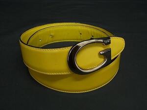 1円 GUCCI グッチ 037 194 0956 レザー シルバー金具 ベルト 表記サイズ 75・30 レディース メンズ イエロー系 FL2177