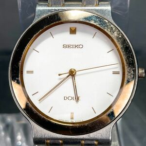 美品 1970年代製 SEIKO セイコー Dolce ドルチェ 5S21-6030 腕時計 アナログ クオーツ ヴィンテージ 亀戸製 3針 ホワイト文字盤 シルバー