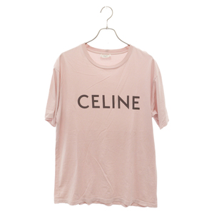 CELINE セリーヌ 22AW ロゴプリントルーズフィット半袖Tシャツカットソー ピンク 2X681671Q